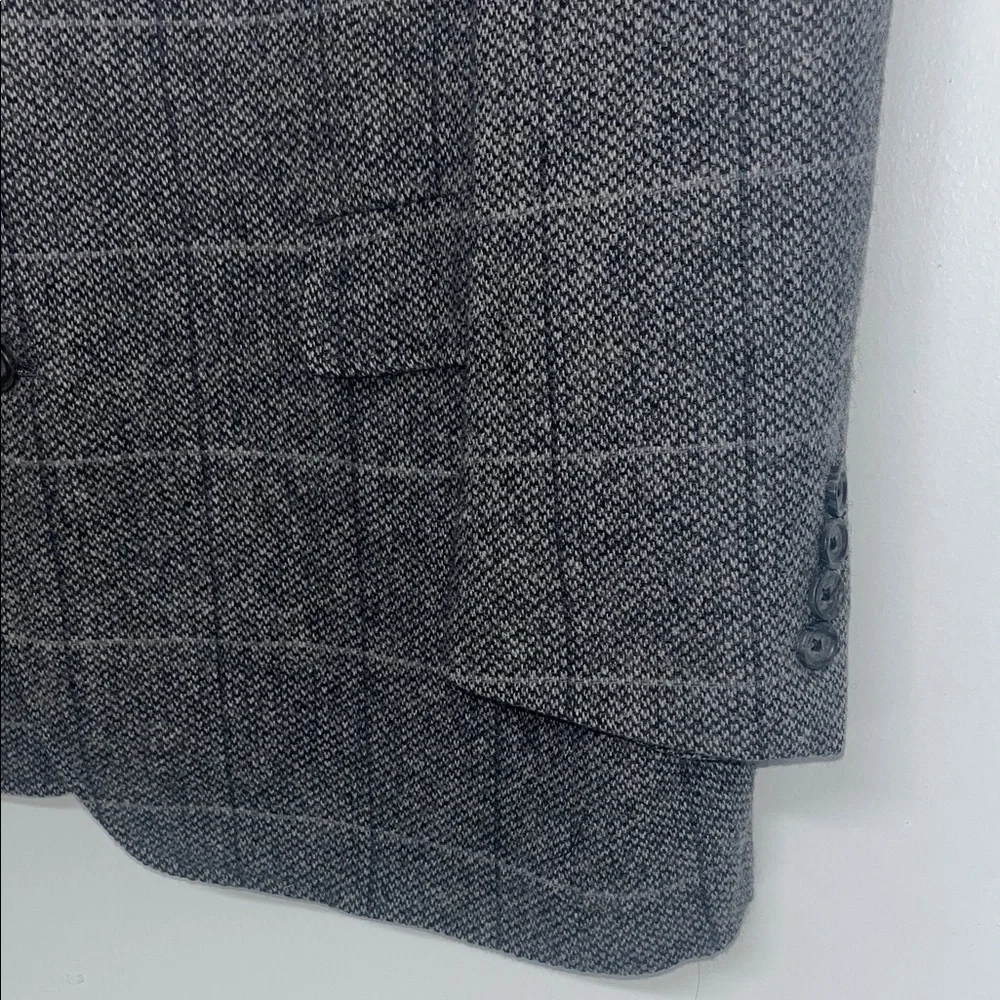 Hart Schaffner Marx 44R Men’s Vintage Gray Checkered Blazer, Pure Virgin #Wool